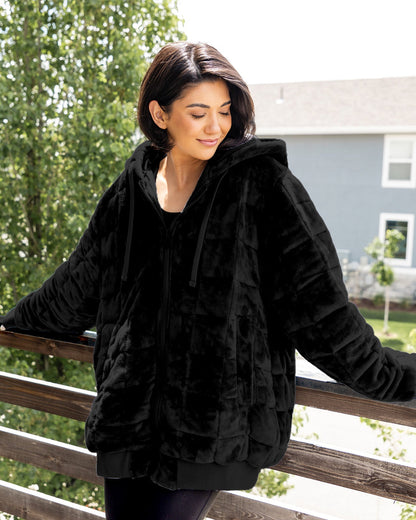 Weighted Therahoodie-Minky Dreamy Black